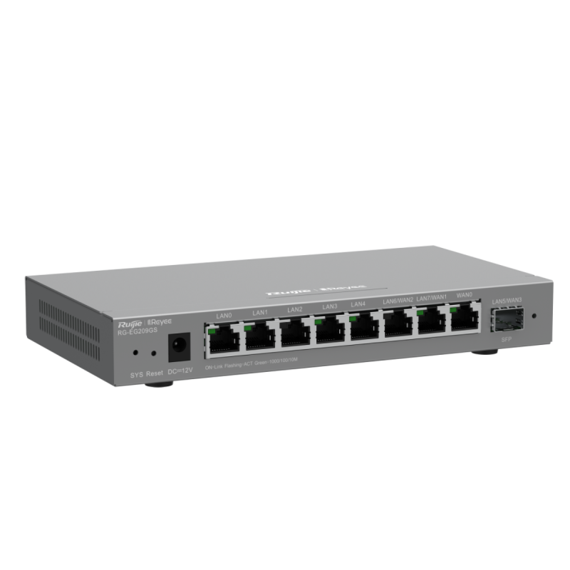 Ruijie Reyee RG-EG209GS | Kontroler, Router, 9 portów, 8xGE, 1xSFP, 1xWAN, 7xLAN, 2xLAN/WAN, VPN, Cloud