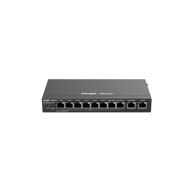 Ruijie Reyee RG-EG210G-P-V3 | Router, VPN, 10 portów, 10xGbit, 8xPoE, 110W, 1xWAN, 5xLAN, 3xLAN/WAN, Cloud