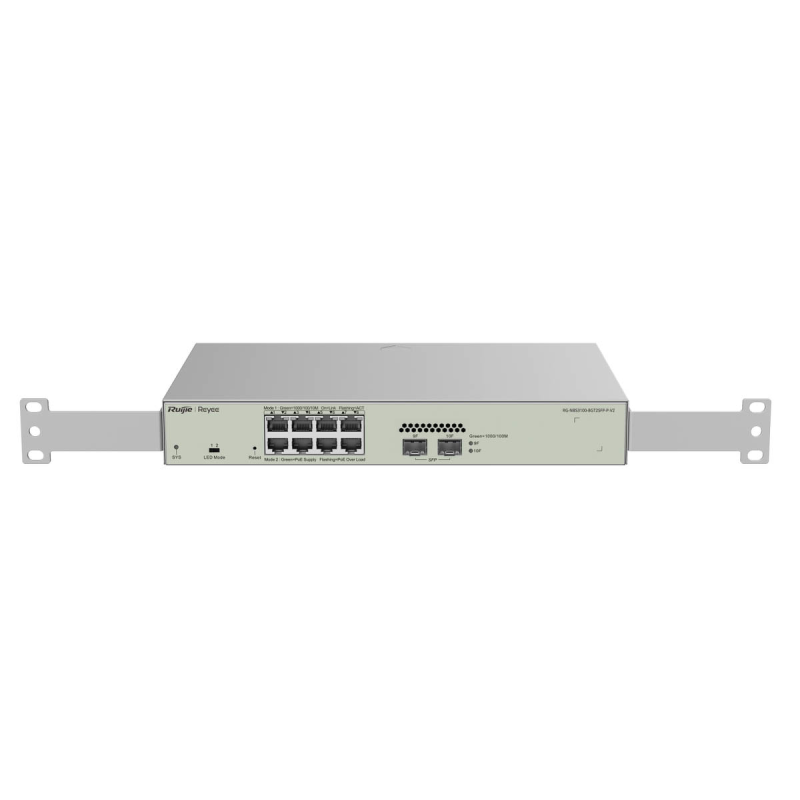 Ruijie Reyee RG-NBS3100-8GT2SFP-P-V2 | Switch Zarządzalny, 10 portów, 8xGE, 8xPoE, 125W, 2xSFP, L2, Desktop, Cloud