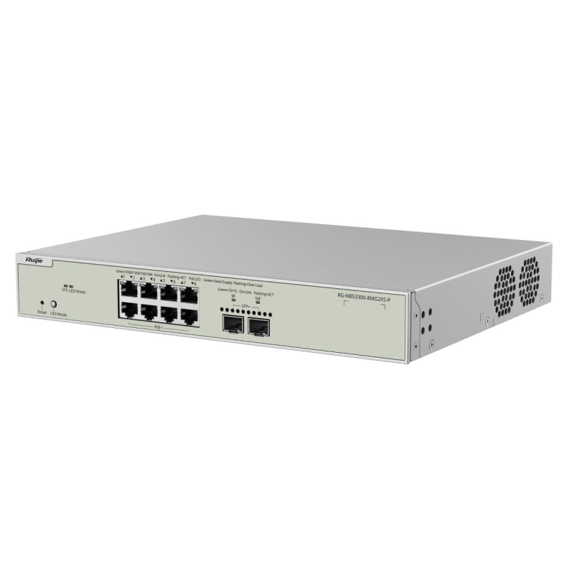 Ruijie Reyee RG-NBS3300-8MG2XS-P | Switch Zarządzalny, 10 portów, 8x2,5GE,8xPoE+, 240W, 2xSFP+, Rack, L2+, Cloud