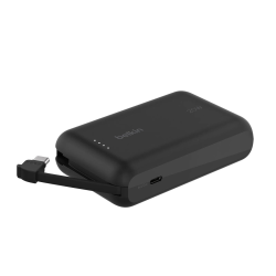 Belkin Powerbank 10 000 mAh, 20W, wbudowany kabel USB-C, czarny