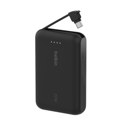 Belkin Powerbank 10 000 mAh, 20W, wbudowany kabel USB-C, czarny