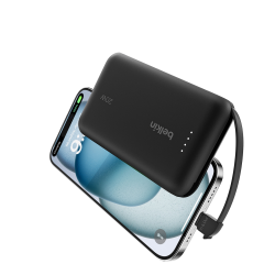 Belkin Powerbank 10 000 mAh, 20W, wbudowany kabel USB-C, czarny