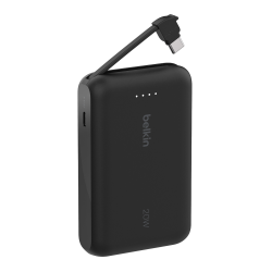 Belkin Powerbank 10 000 mAh, 20W, wbudowany kabel USB-C, czarny