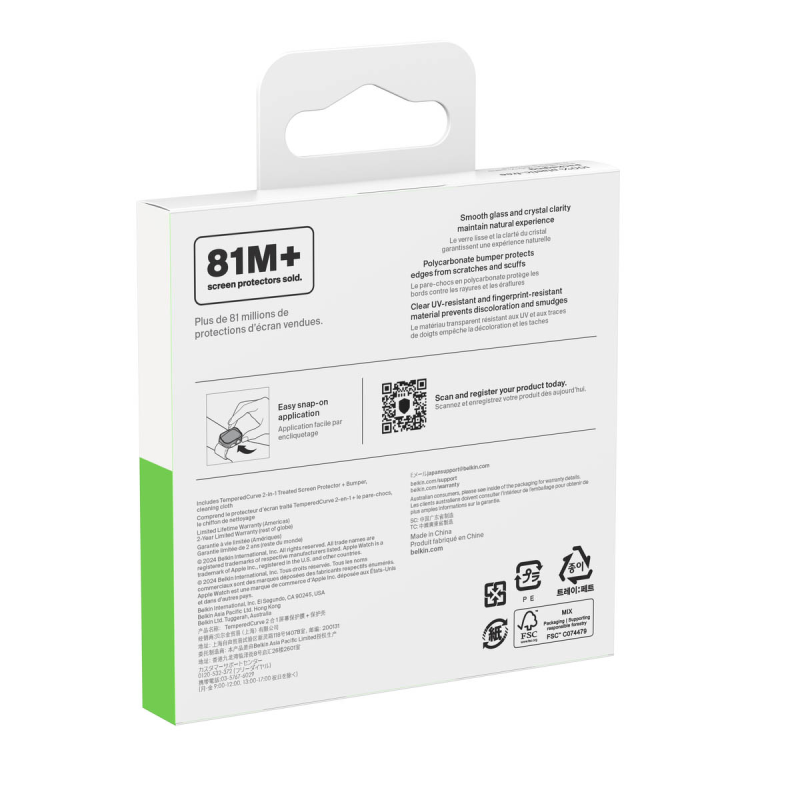 Belkin Szkło ochronne na Apple Watch seria 10. 46 mm, czarne