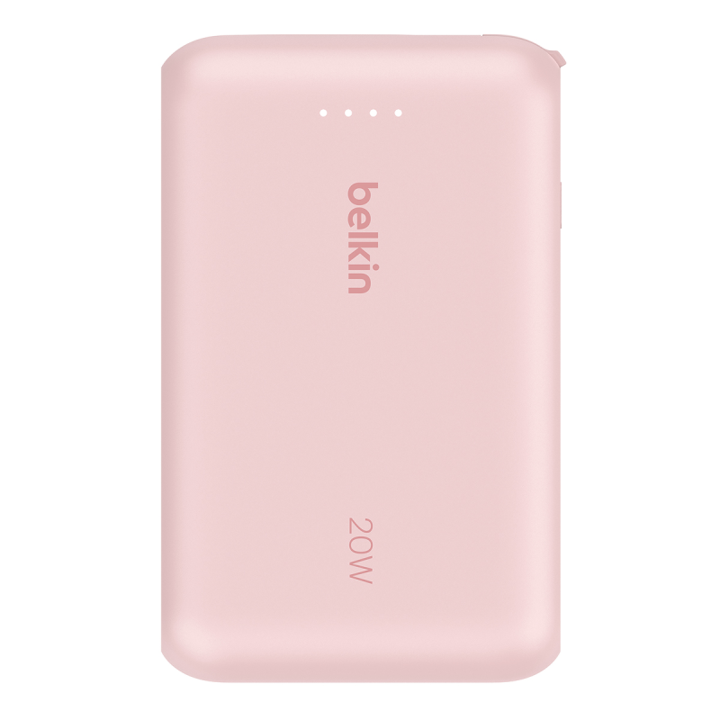 Belkin Powerbank 10 000 mAh, 20W, wbudowany kabel USB-C, różowy