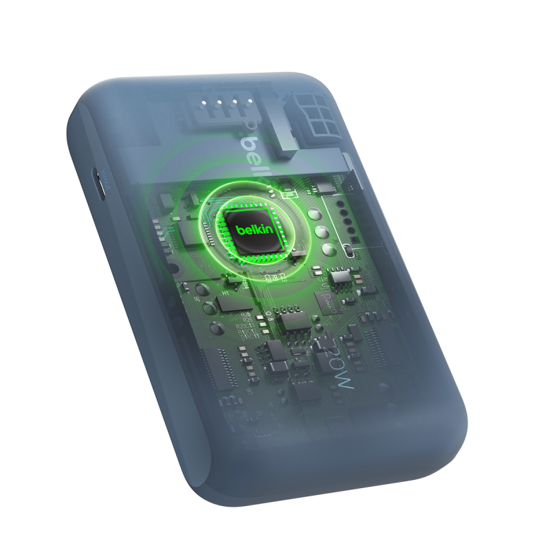 Belkin Powerbank 10 000 mAh, 20W, wbudowany kabel USB-C, niebieski