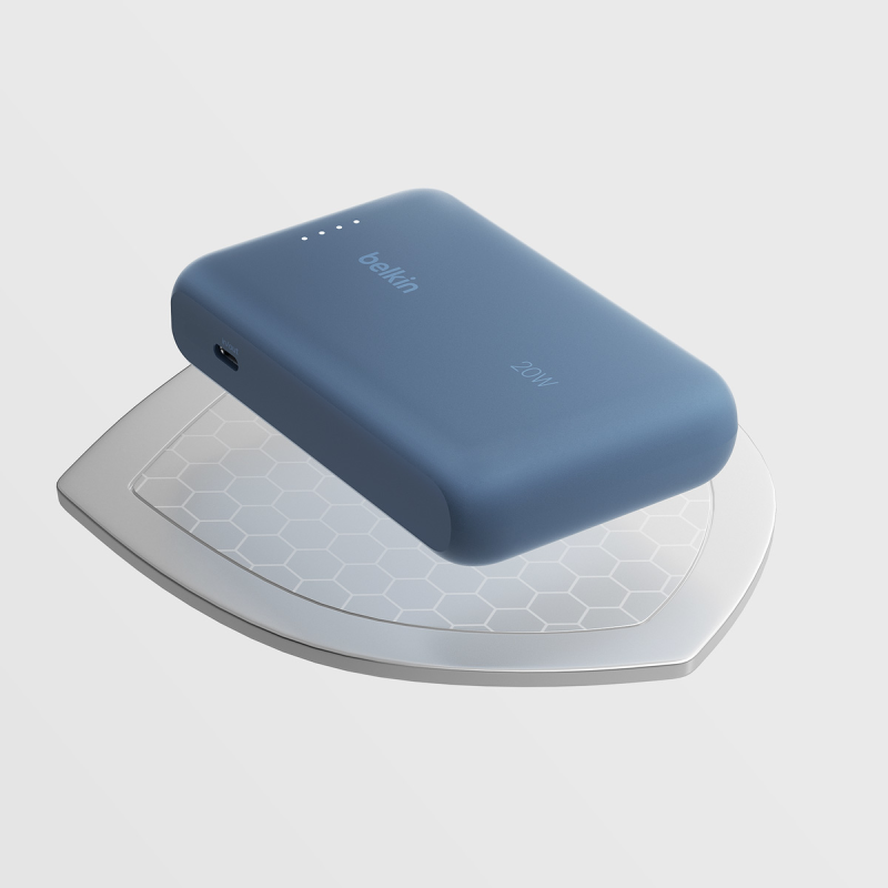 Belkin Powerbank 10 000 mAh, 20W, wbudowany kabel USB-C, niebieski