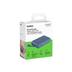 Belkin Powerbank 10 000 mAh, 20W, wbudowany kabel USB-C, niebieski