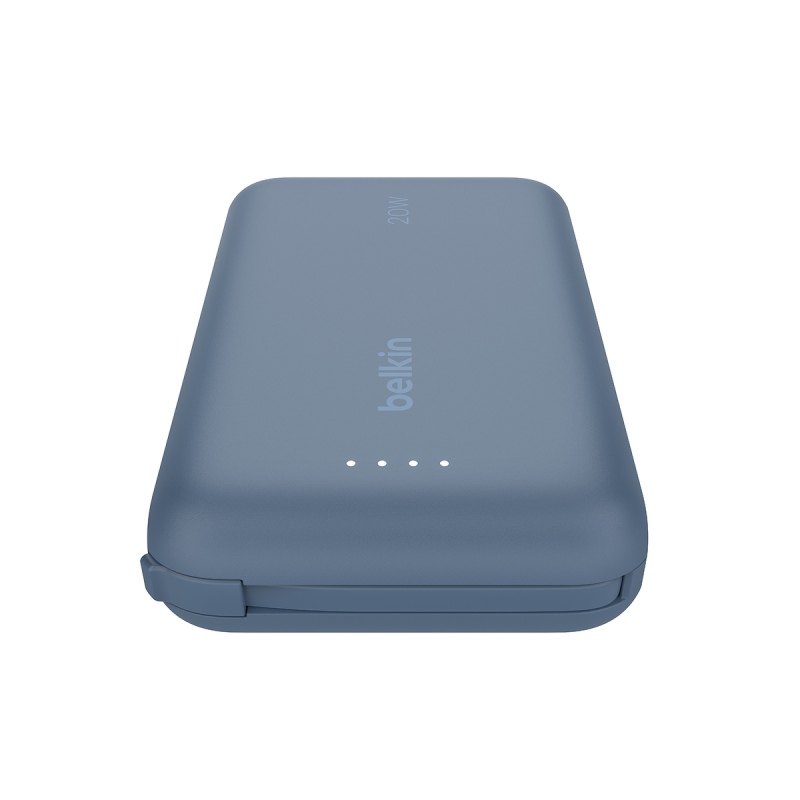 Belkin Powerbank 10 000 mAh, 20W, wbudowany kabel USB-C, niebieski