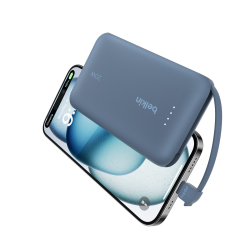 Belkin Powerbank 10 000 mAh, 20W, wbudowany kabel USB-C, niebieski