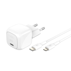 Belkin Ładowarka USB-C PD 30W, mała, biała + kabel Lightning