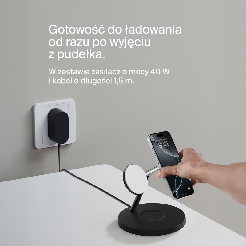 Belkin Stacja do ładowania bezprzewodowego na iPhone, Apple Watch, AirPods, Qi2 15W, czarna