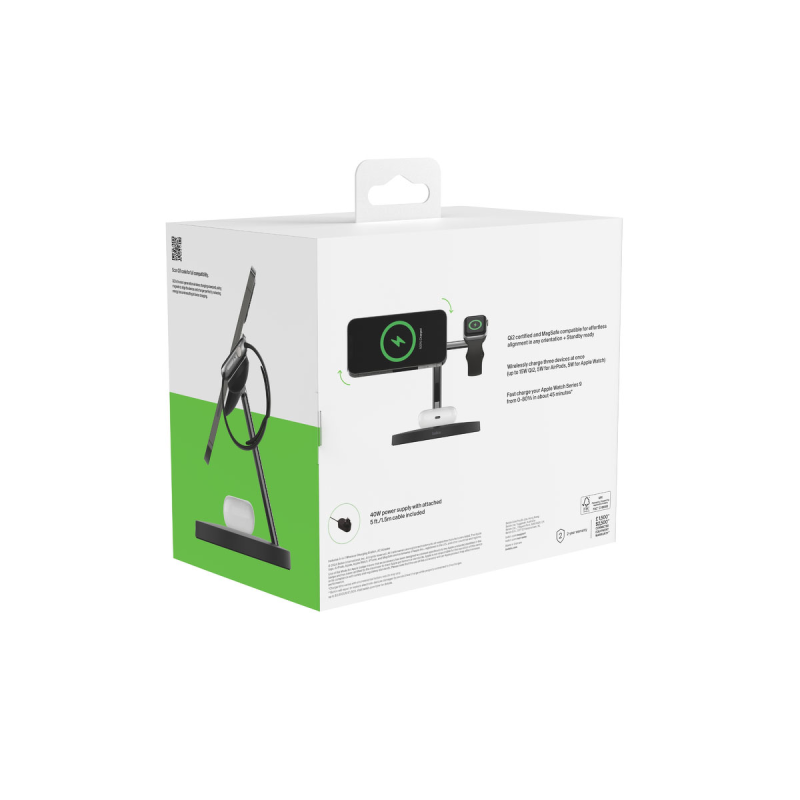 Belkin Stacja do ładowania bezprzewodowego na iPhone, Apple Watch, AirPods, Qi2 15W, czarna