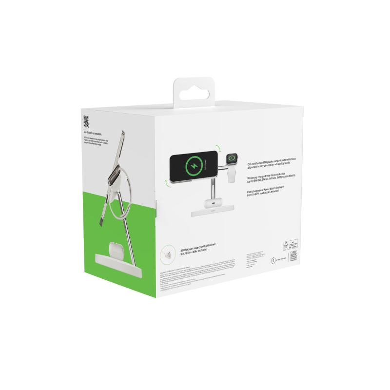 Belkin Stacja do ładowania bezprzewodowego na iPhone, Apple Watch, AirPods, Qi2 15W, biała