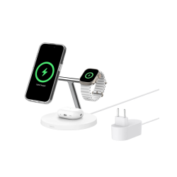 Belkin Stacja do ładowania bezprzewodowego na iPhone, Apple Watch, AirPods, Qi2 15W, biała