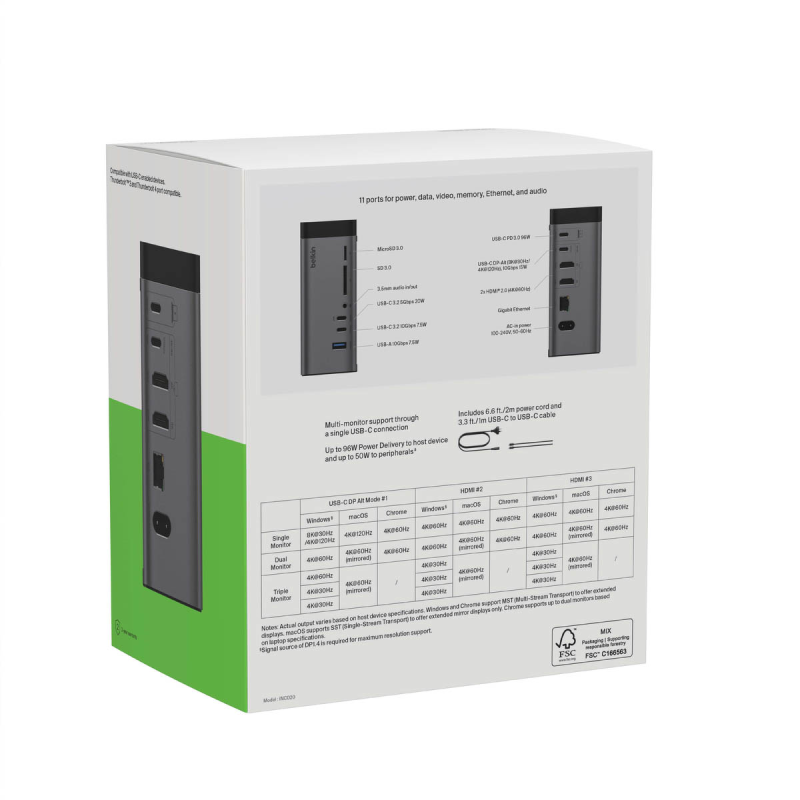 Belkin Stacja dokująca USB-C 11w1, GaN PD 150W, HDMI 8K