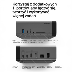 Belkin Stacja dokująca USB-C 11w1, GaN PD 150W, HDMI 8K