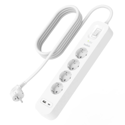 Belkin Listwa zasilająca przeciwprzepięciowa 525J, 4 gniazda Schuko, USB-A, USB-C PD, 2m