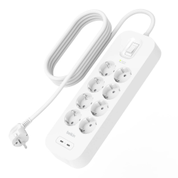 Belkin Listwa zasilająca przeciwprzepięciowa 900J, 8 gniazd Schuko, 2x USB-C PD 30W, 2m