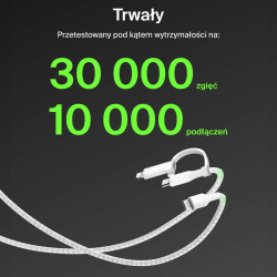 Belkin Kabel 2 w 1 ze złączami USB-C i Lightning, 60W, oplot, 1,5m, biały