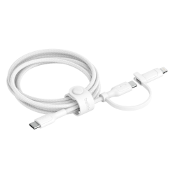 Belkin Kabel 2 w 1 ze złączami USB-C i Lightning, 60W, oplot, 1,5m, biały