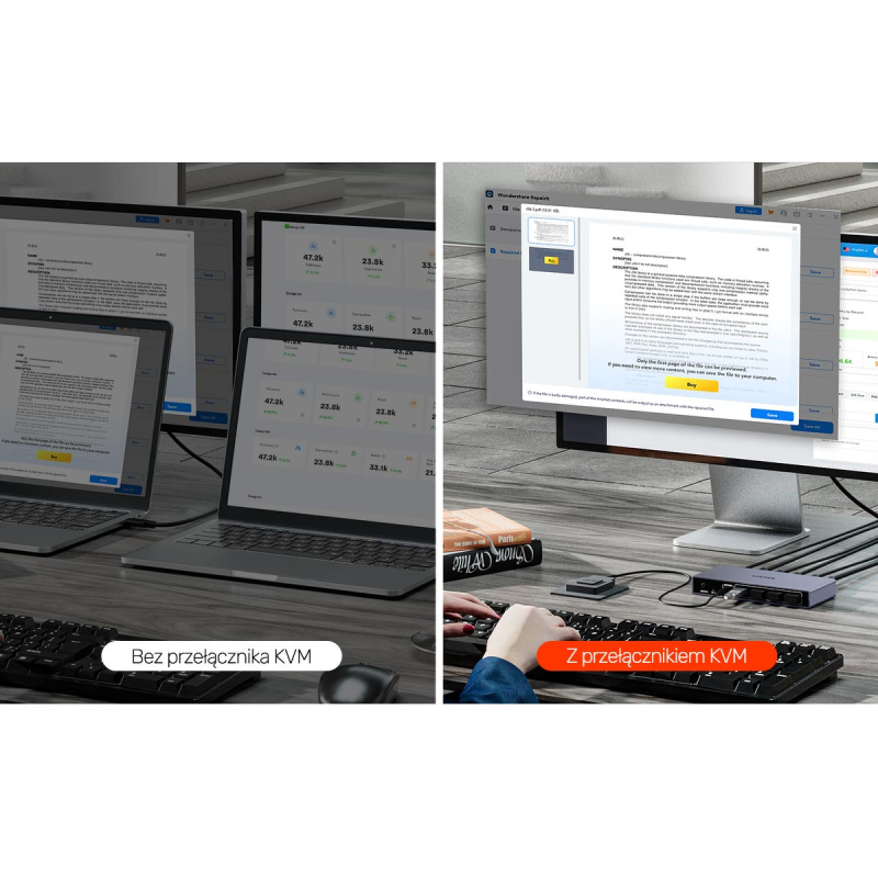 Unitek Przełącznik KVM 8K@60Hz USB 3.0 5Gbps DP