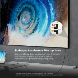 Unitek Adapter kątowy 8K HDMI 90 i 270 stopni