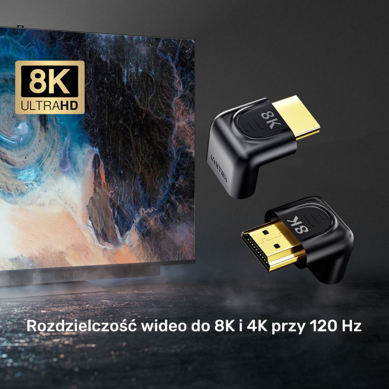Unitek Adapter kątowy 8K HDMI 90 i 270 stopni