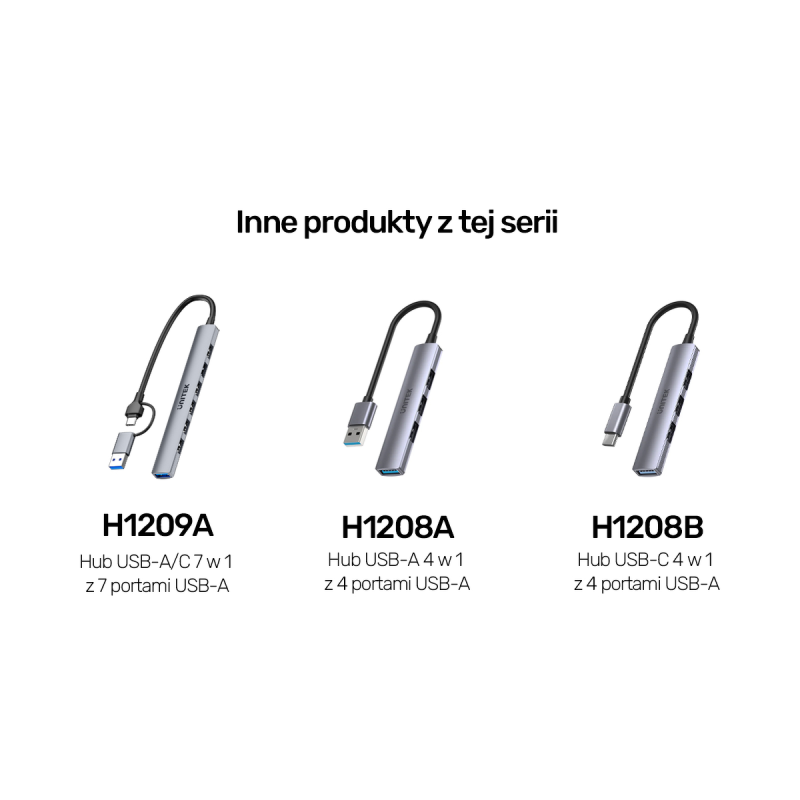 Unitek Hub USB-A/C 7w1 USB A z adapterem USB A 5 Gbps