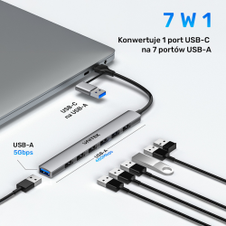 Unitek Hub USB-A/C 7w1 USB A z adapterem USB A 5 Gbps