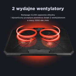 Rampage AD-RC12 CLAW Podstawka chłodząca pod laptop 5-17" RGB regulowana