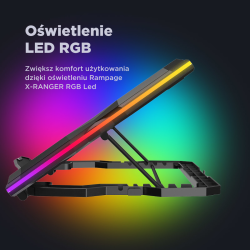 Rampage AD-RC14 X-RANGER Podstawka chłodząca pod laptop 9-17'' RGB regulowana cicha
