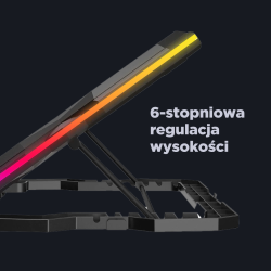 Rampage AD-RC14 X-RANGER Podstawka chłodząca pod laptop 9-17'' RGB regulowana cicha
