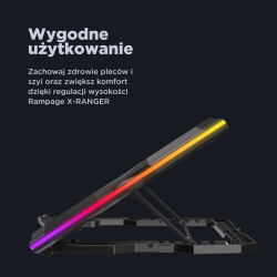 Rampage AD-RC14 X-RANGER Podstawka chłodząca pod laptop 9-17'' RGB regulowana cicha