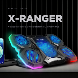 Rampage AD-RC14 X-RANGER Podstawka chłodząca pod laptop 9-17'' RGB regulowana cicha