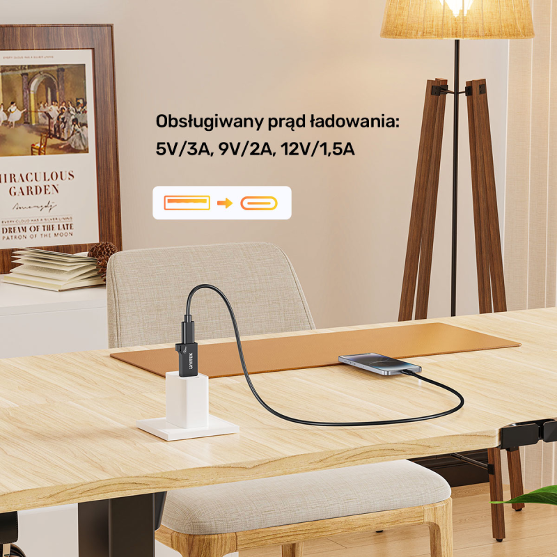 Unitek Adapter USB-A do USB-C 10Gbps czarny A1049ABK01