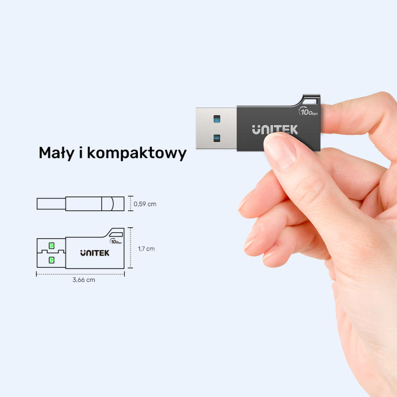 Unitek Adapter USB-A do USB-C 10Gbps czarny A1049ABK01
