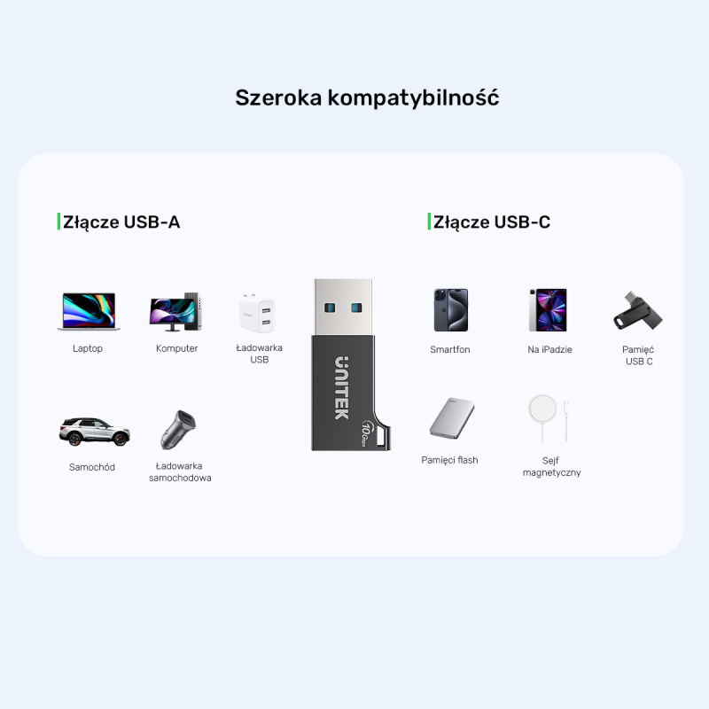 Unitek Adapter USB-A do USB-C 10Gbps czarny A1049ABK01