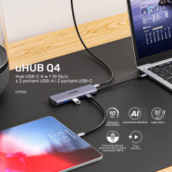 Unitek Hub 4w1 USB-C 10 Gbps, 2x USB-A i 2x USB-C H1112DGY01