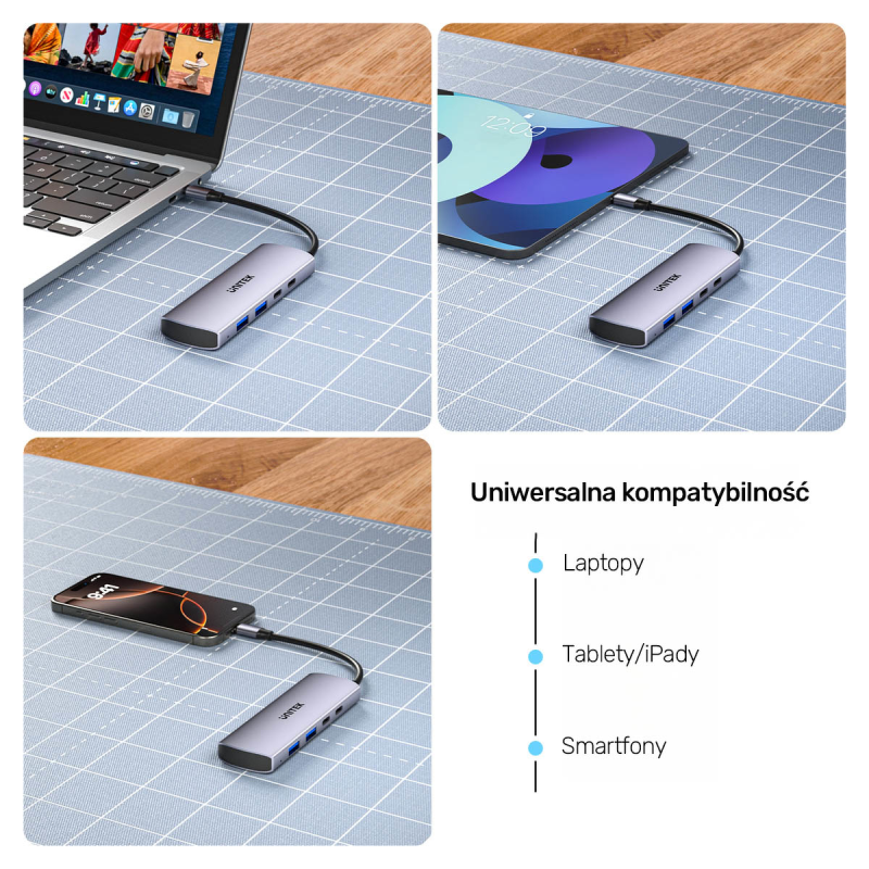 Unitek Hub 4w1 USB-C 10 Gbps, 2x USB-A i 2x USB-C H1112DGY01
