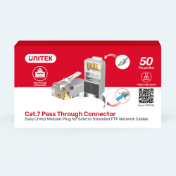 Unitek Wtyk modularny Pass-Through RJ45 Cat. 7, 50szt.