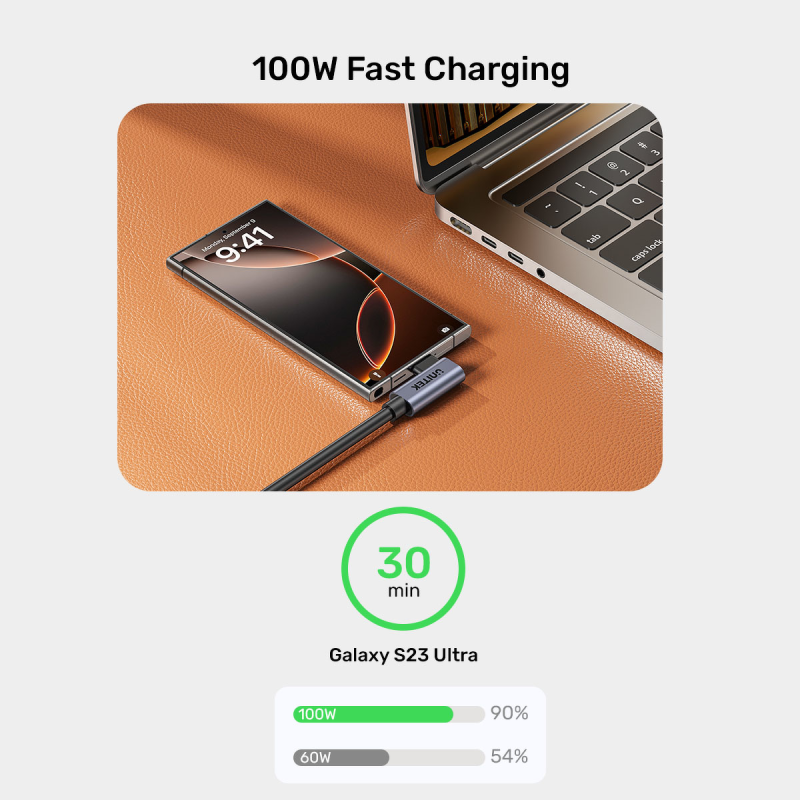 Unitek Kabel USB-C do USB-C, PD, 100W, 90 stopni, 1M