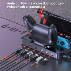 Unitek stacja ładująca Switch z przełącznikiem i czytnikiem kart do gier