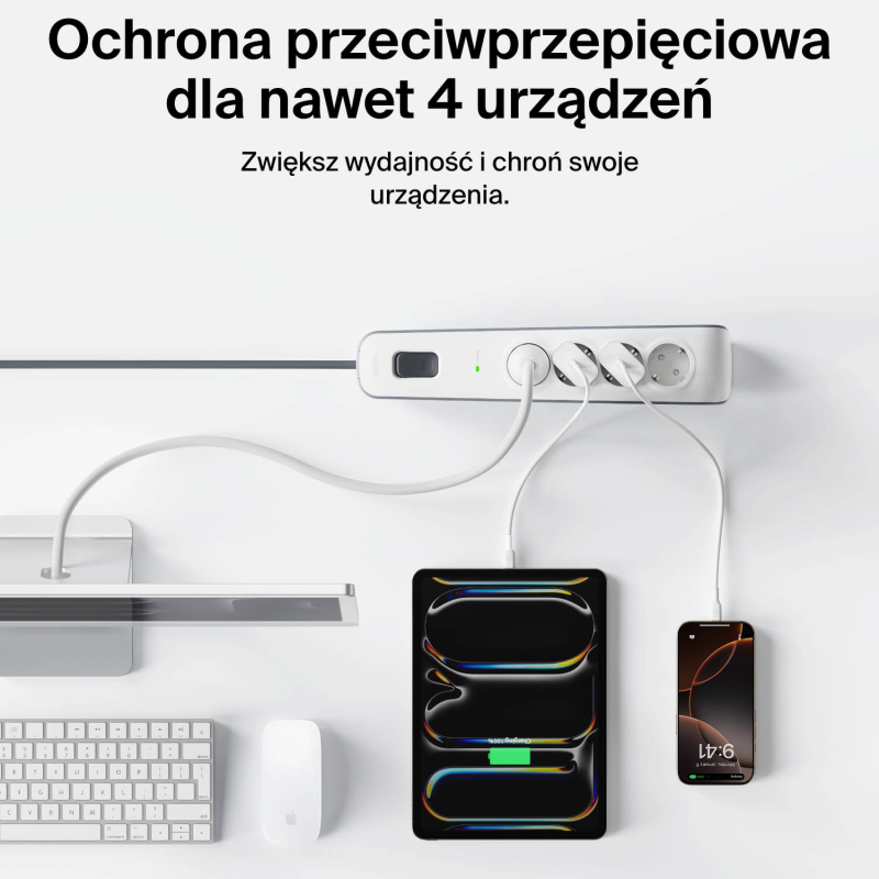 Belkin Listwa zasilająca przeciwprzepięciowa 525J, 4 gniazda Schuko, 2m