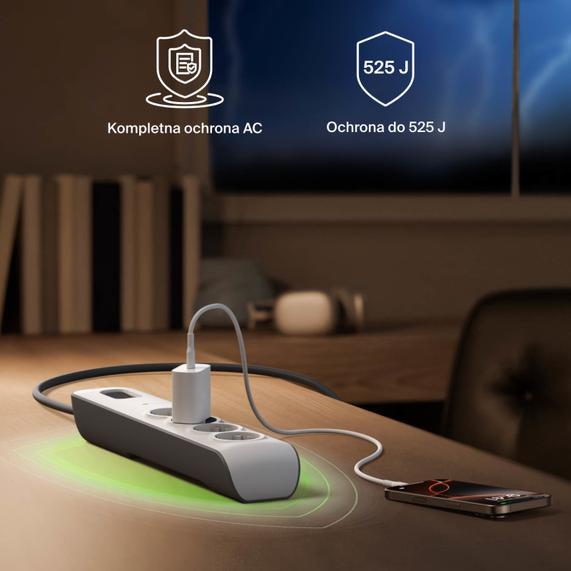 Belkin Listwa zasilająca przeciwprzepięciowa 525J, 4 gniazda Schuko, 2m