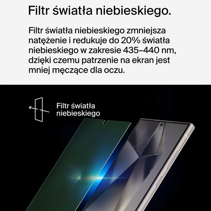 Belkin Szkło na Samsung S24 Ultra, TrueClear Curve, z filtrem światła niebieskiego