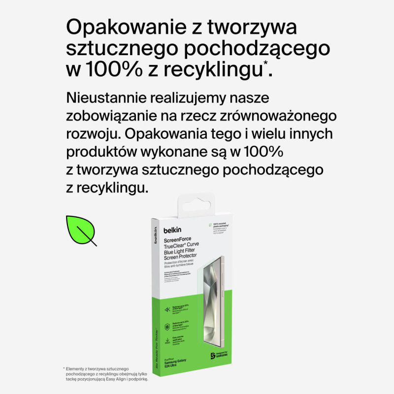 Belkin Szkło na Samsung S24 Ultra, TrueClear Curve, z filtrem światła niebieskiego