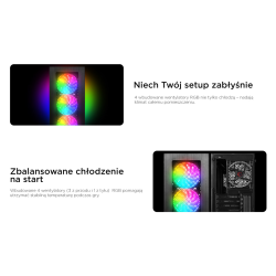 Rampage PLAID V1 Obudowa PC z oknem 4x wentylator 120mm RGB czarna