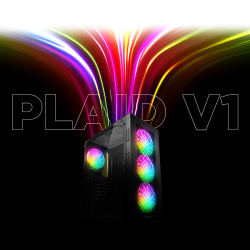 Rampage PLAID V1 Obudowa PC z oknem 4x wentylator 120mm RGB czarna